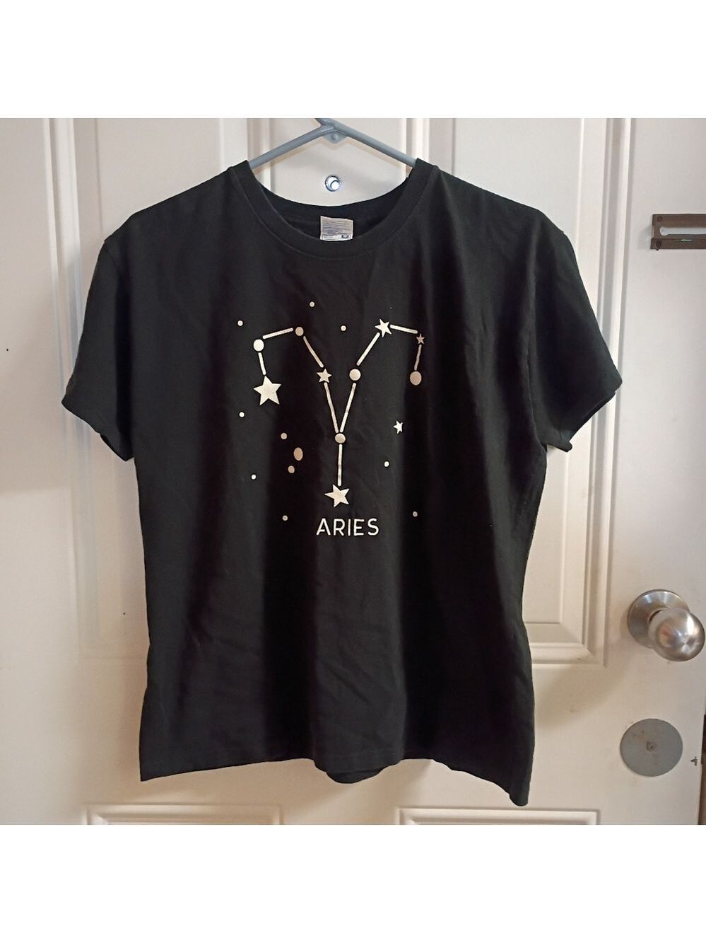 2/$10 Aries Constellation Graphic Tee - Black with Cream Stars